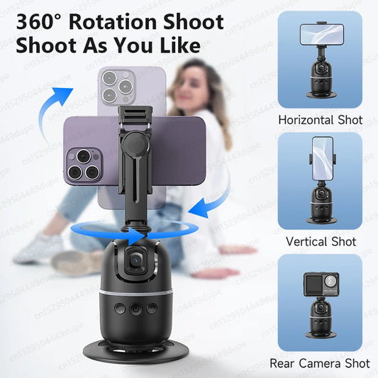 360° AI Smart Tracking Phone Gimbal with RGB Lighting