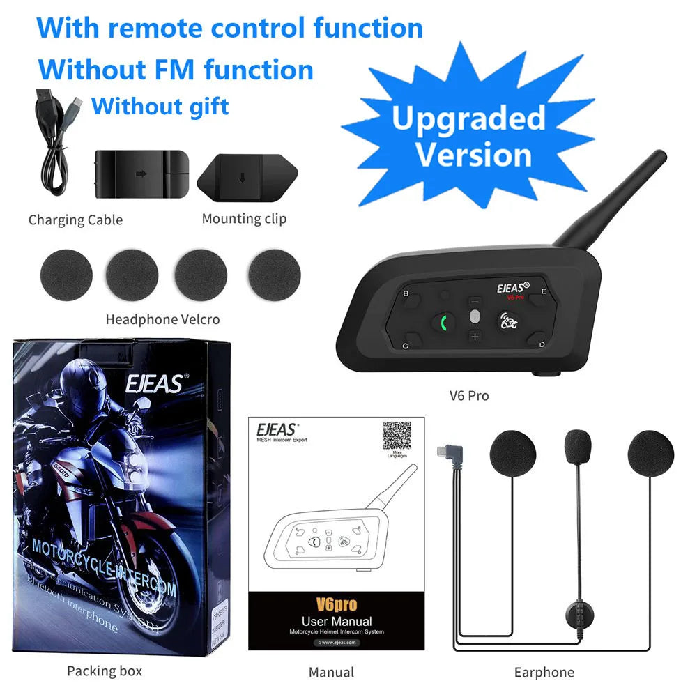 EJEAS V6 Pro 1200M Motorcycle Helmet Bluetooth Intercom β 6 Rider Connectivity
