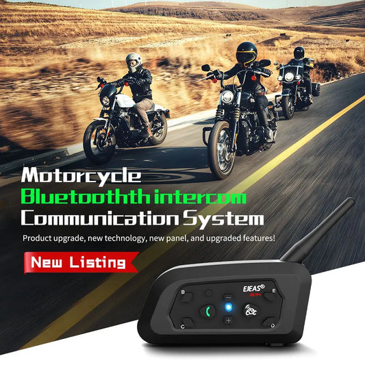 EJEAS V6 Pro 1200M Motorcycle Helmet Bluetooth Intercom – 6 Rider Connectivity