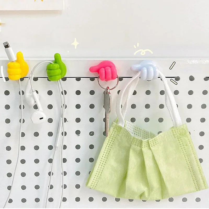 4-Pack No-Drill: "Thumb" Wall Hooks (Anti-Tangle Set)