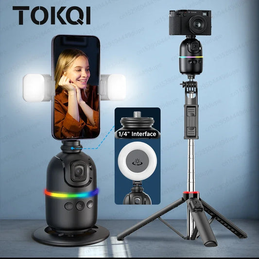 360° AI Smart Tracking Phone Gimbal with RGB Lighting