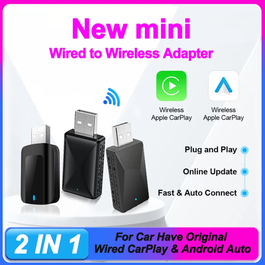 2-in 1 Wireless Car & Android Auto Adapter - Universal Car Dongle